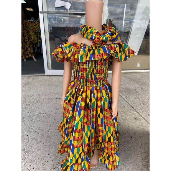 Kids African clothing for girls African kente Ankara Danshiki dress - Picture 2 of 5